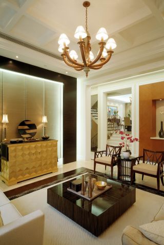 美式现代客厅木质茶几装修案例