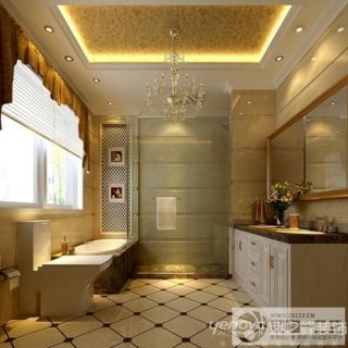 家庭浴室拼花地砖图片