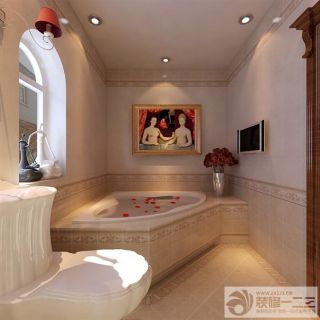  家庭浴室大理石包裹浴缸装修效果图
