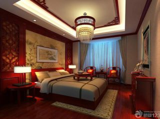 中式新古典风格卧室布局效果图欣赏