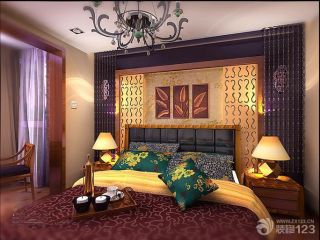 东南亚风格卧室花纹壁纸设计效果图片