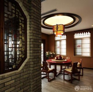 现代中式餐厅圆餐桌装修效果图片大全