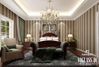 美式新古典风格别墅主卧室单人沙发效果图片