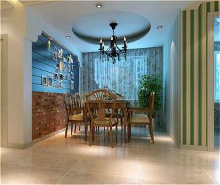 地中海风格餐厅照片墙设计效果图片