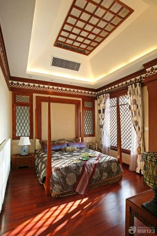 最新东南亚风格错层卧室床头背景设计图片大全