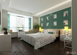 新中式卧室床头背景墙设计图片