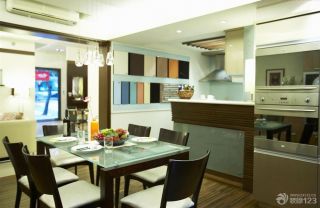 现代风格设计厨房与餐厅隔断装修实景图