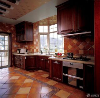 美式风格厨房橱柜颜色效果图片