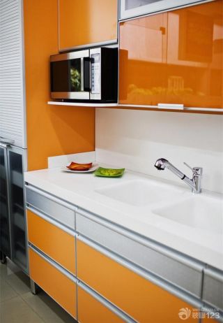 时尚橙色厨房橱柜颜色装修图片大全