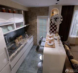 现代风格厨房吧台设计实景图