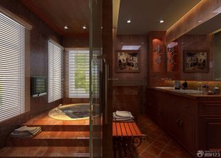 美式风格浴室钢化玻璃隔断设计效果图欣赏