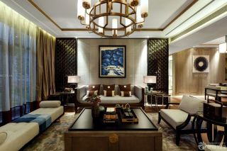 中式仿古装修大客厅组合沙发图片