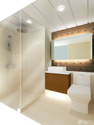 简约风格小浴室条形铝扣板吊顶效果图片大全