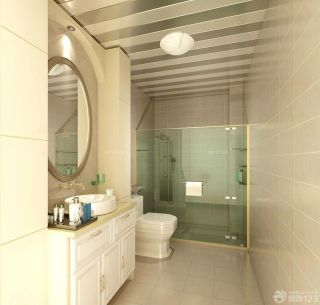 2023简欧风格小户型浴室条形铝扣板吊顶效果图片