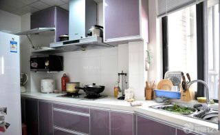 最新90平米三居田园风格厨房橱柜设计图片