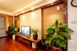 120平方户型东南亚风格客厅电视组合柜效果图欣赏