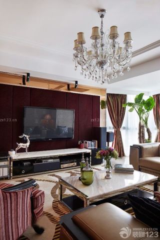 最新130平方米现代简约欧式风格客厅电视柜设计图片
