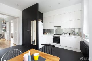 最新小户型敞开式厨房白色橱柜图片大全