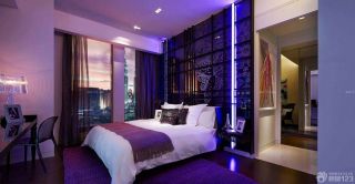 紫色简约风格卧室装修效果图片欣赏