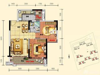 2023最新二室一厅一卫户型图 