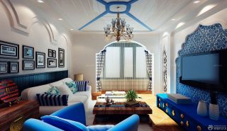 最新地中海风格2023家装客厅效果图欣赏