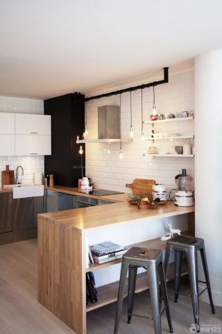 现代北欧风格开放式厨房吧台图片欣赏