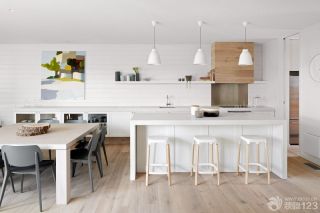2023美式风格房子开放式厨房吧台设计效果图片