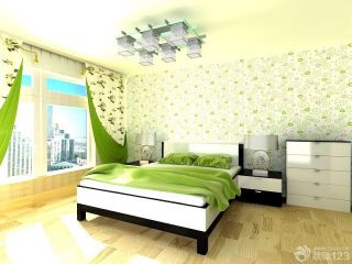 清新现代风格卧室液态壁纸图片
