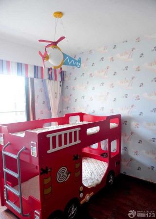 9平米卧室儿童高低床摆放效果图欣赏