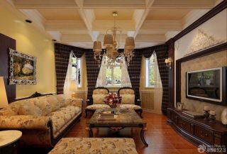 经典美式客厅多人沙发装修效果图大全2023 
