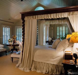 最新美式风格小户型客厅卧室一体效果图 