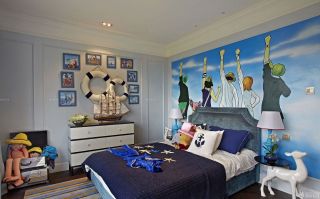 地中海风格家装儿童卧室墙纸效果图