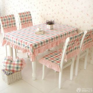 家装田园风格餐厅桌布椅套设计图片