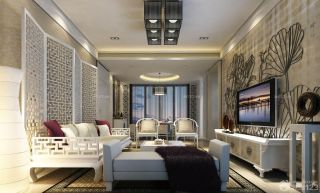 新中式风格小户型客厅吸顶灯效果图欣赏