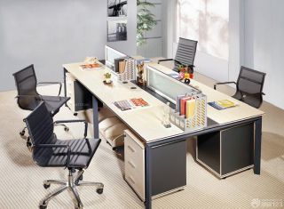 2023最新黑色现代风格屏风办公桌转椅室内图片