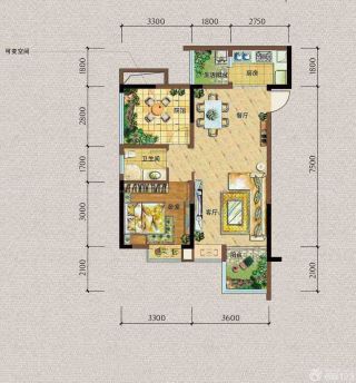2023欧式风格一室两厅平面设计图