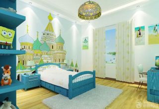 最新地中海风格儿童房床头背景墙装饰图