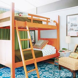 儿童房家具橙色高低床设计效果图