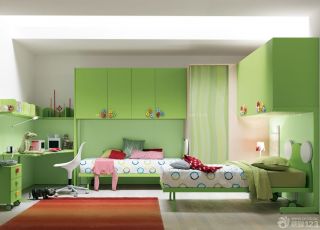 儿童房家具绿色柜子设计图