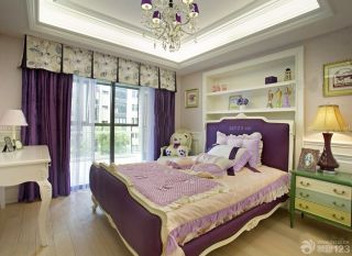 儿童房家具紫色儿童床设计效果图