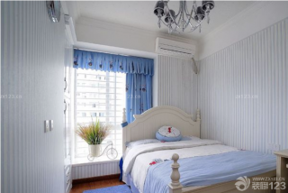 地中海风格卧室飘窗窗帘设计图片