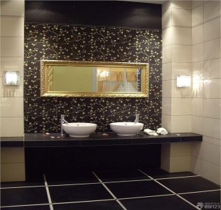 洗手间黑色瓷砖贴图装修效果图