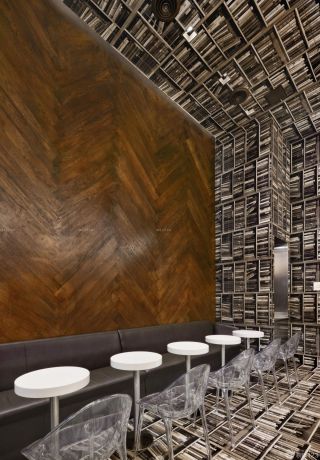 2023最新简欧风格个性壁纸背景墙咖啡馆设计效果图欣赏