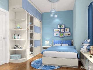 蓝白清新小户型创意儿童房间布置效果图欣赏