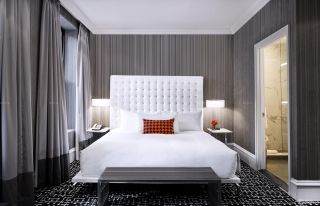 商务宾馆房间纯色窗帘设计图片