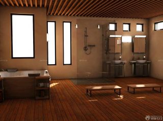 简约风格洗手间褐色墙面家庭设计图片