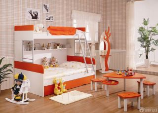 2023最新地中海风格儿童房双层儿童床装修设计图