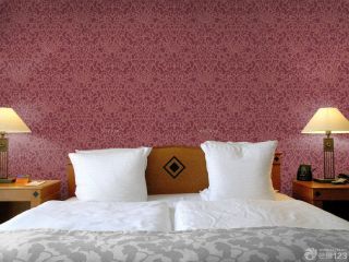 美式田园风格花朵壁纸卧室铺贴效果图片