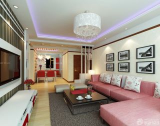 100平米两室两厅户型简约客厅转角沙发装修设计效果图