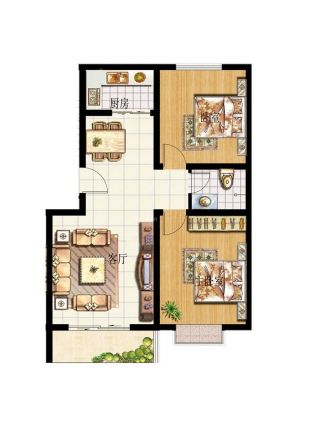 2023最新100平米两室两厅别墅户型图